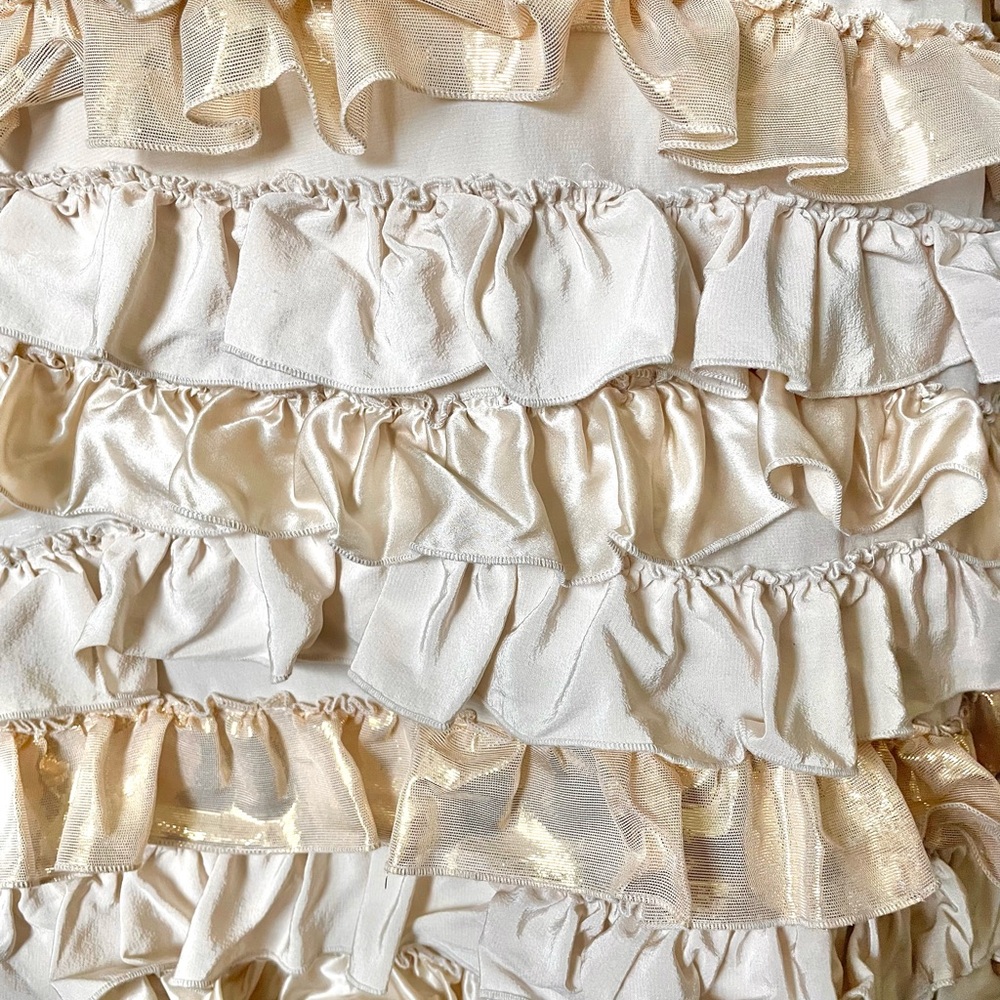 Elegant Cream Ruffle Prom Dress - Picture 9 of 15